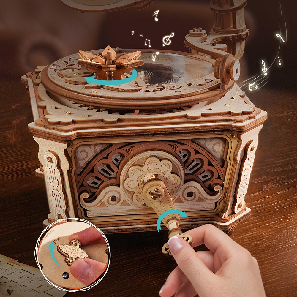 Diva Gramophone Music Box Wooden 3D Puzzle AMK82