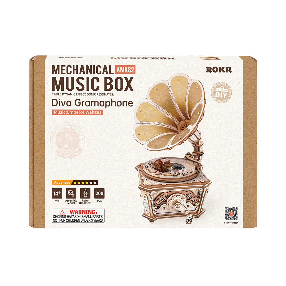 Diva Gramophone Music Box Wooden 3D Puzzle AMK82