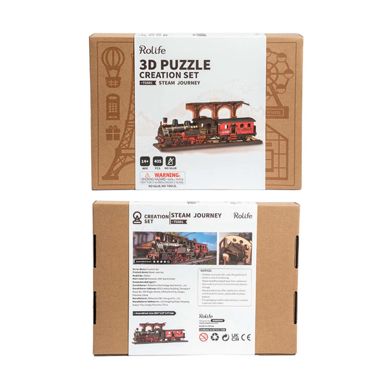 Rolife TGS01 Steam Journey – 3D Wooden Vintage Train Puzzle
