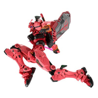 Bandai HG 1/144 Red Gundam GQuuuuuuX model kit in a dynamic action pose with shield and beam saber on a white background.