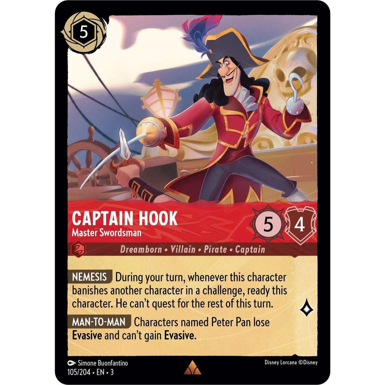 Ravensburger Captain Hook - Master Swordsman (105/204) (Into the Inklands) by LAB7 Malta, Europe