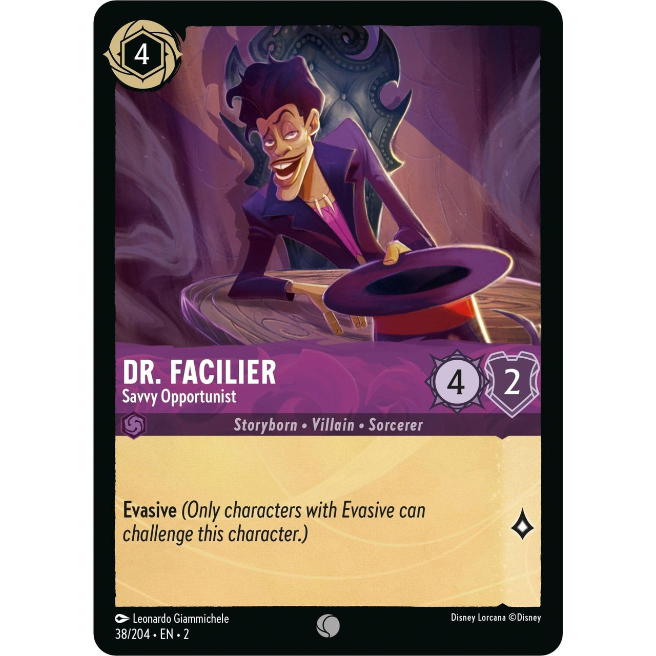 Ravensburger Dr. Facilier - Savvy Opportunist (38/204) (Rise of the Floodborn) by LAB7 Malta, Europe