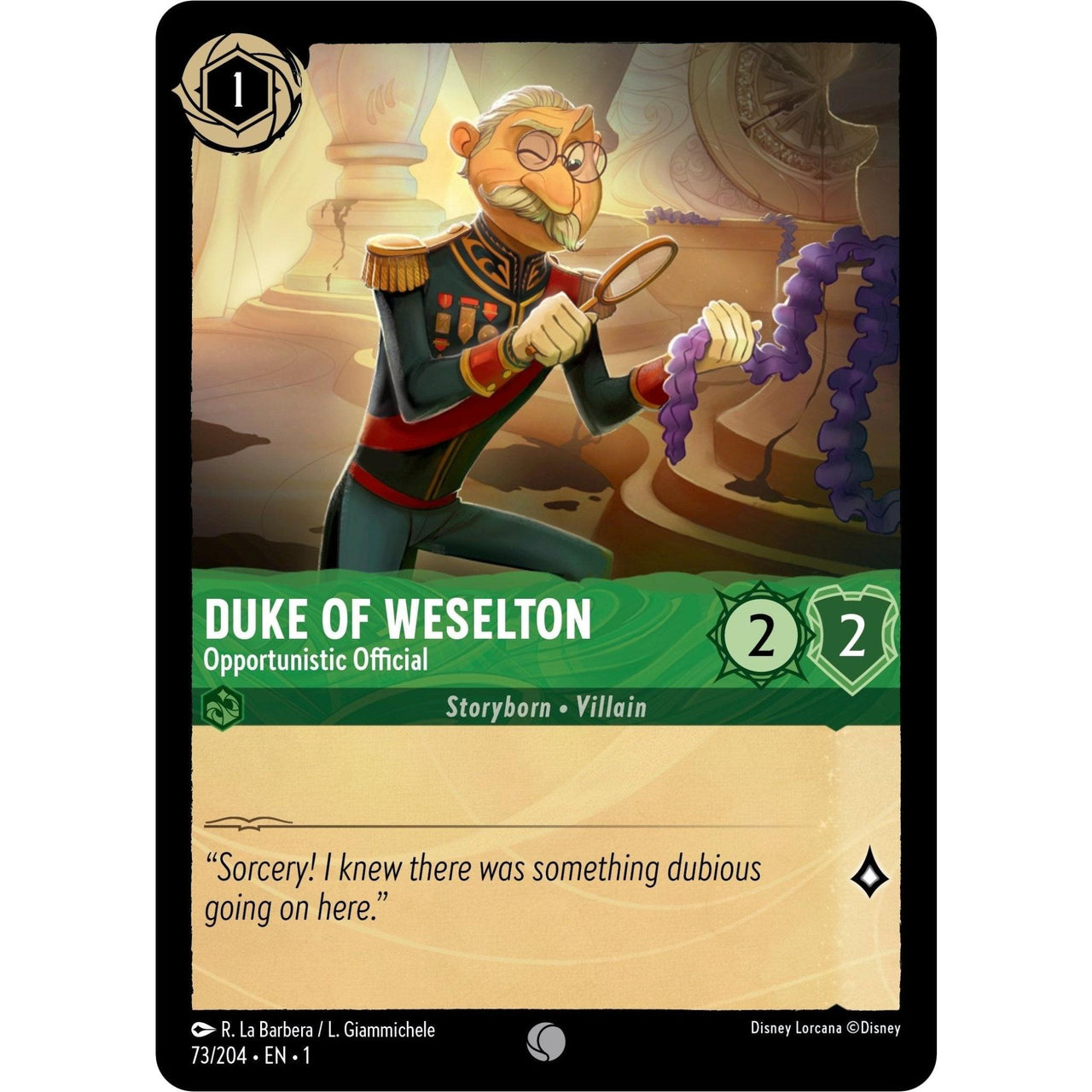 Ravensburger Duke of Weselton - Opportunistic Official (73/204) (The First Chapter) by LAB7 Malta, Europe