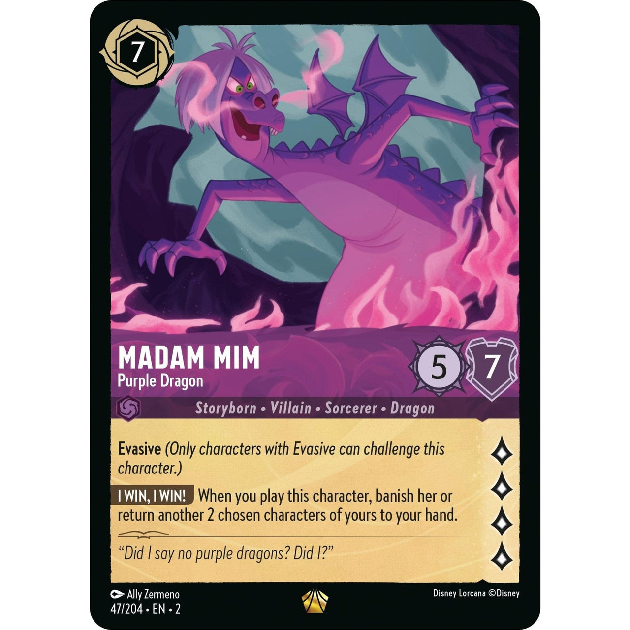 Ravensburger Madam Mim - Purple Dragon (47/204) (Rise of the Floodborn) by LAB7 Malta, Europe