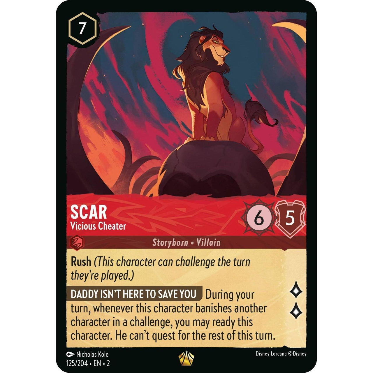 Ravensburger Scar - Vicious Cheater (125/204) (Rise of the Floodborn) by LAB7 Malta, Europe