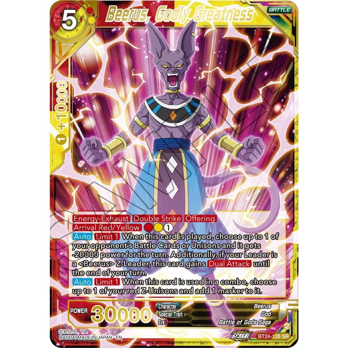 Dragon Ball Super: Masters Beerus, Godly Greatness (BT24 - 128) (Beyond Generations) by LAB7 Malta, Europe