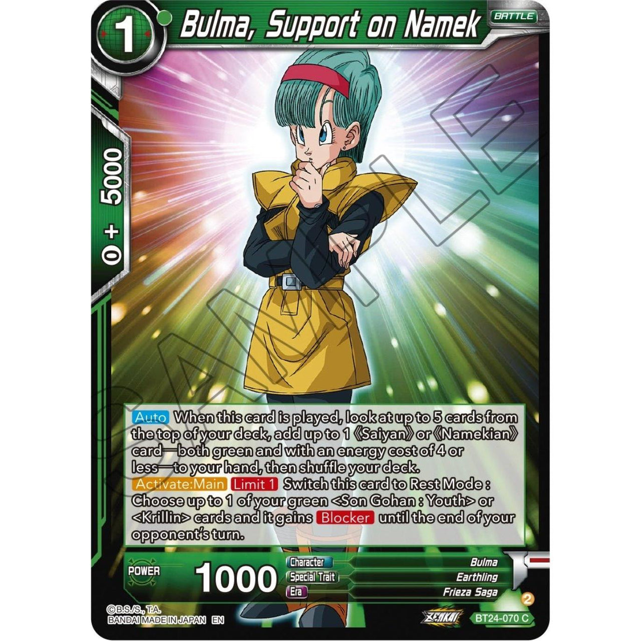 Dragon Ball Super: Masters Bulma, Support on Namek (BT24 - 070) (Beyond Generations) by LAB7 Malta, Europe