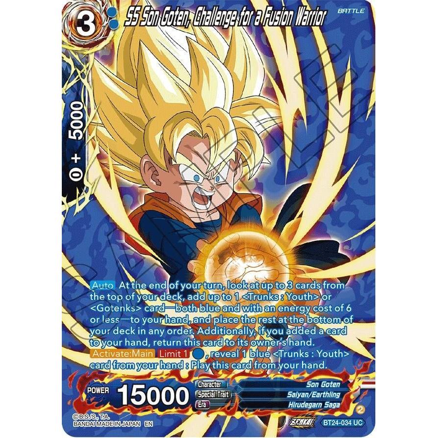 Dragon Ball Super: Masters SS Son Goten, Challenge for a Fusion Warrior (Collector Booster Silver) (BT24 - 034) (Beyond Generations) by LAB7 Malta, Europe
