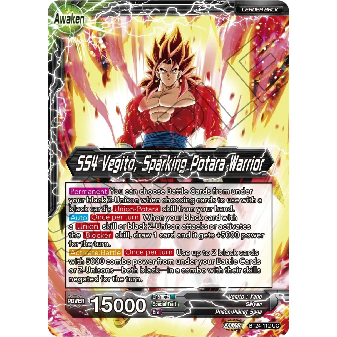 Dragon Ball Super: Masters SS4 Son Goku & SS4 Vegeta // SS4 Vegito, Sparking Potara Warrior (BT24 - 112) (Beyond Generations) by LAB7 Malta, Europe