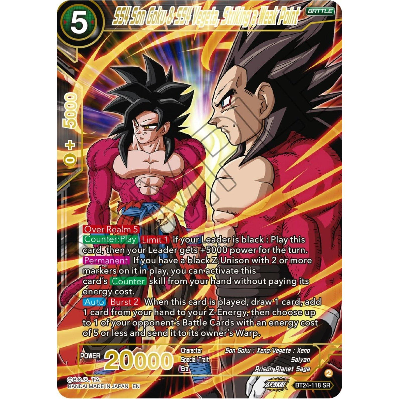 Dragon Ball Super: Masters SS4 Son Goku & SS4 Vegeta, Striking a Weak Point (BT24 - 118) (Beyond Generations) by LAB7 Malta, Europe