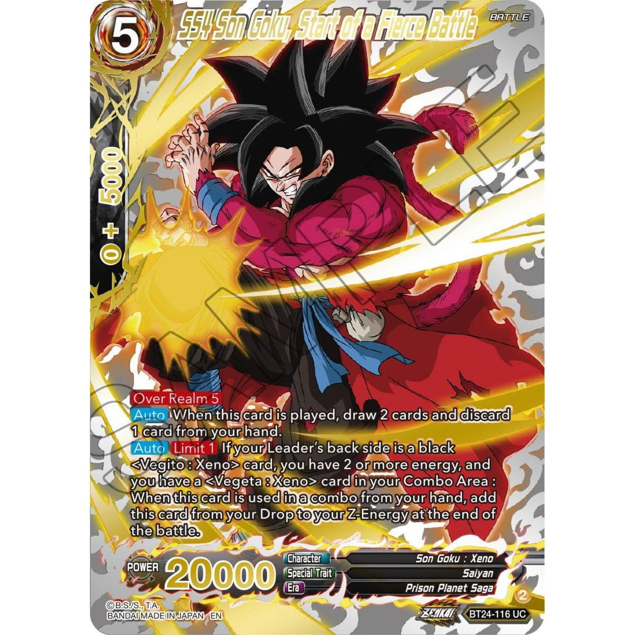 Dragon Ball Super: Masters SS4 Son Goku, Start of a Fierce Battle (Collector Booster Gold) (BT24 - 116) (Beyond Generations) by LAB7 Malta, Europe