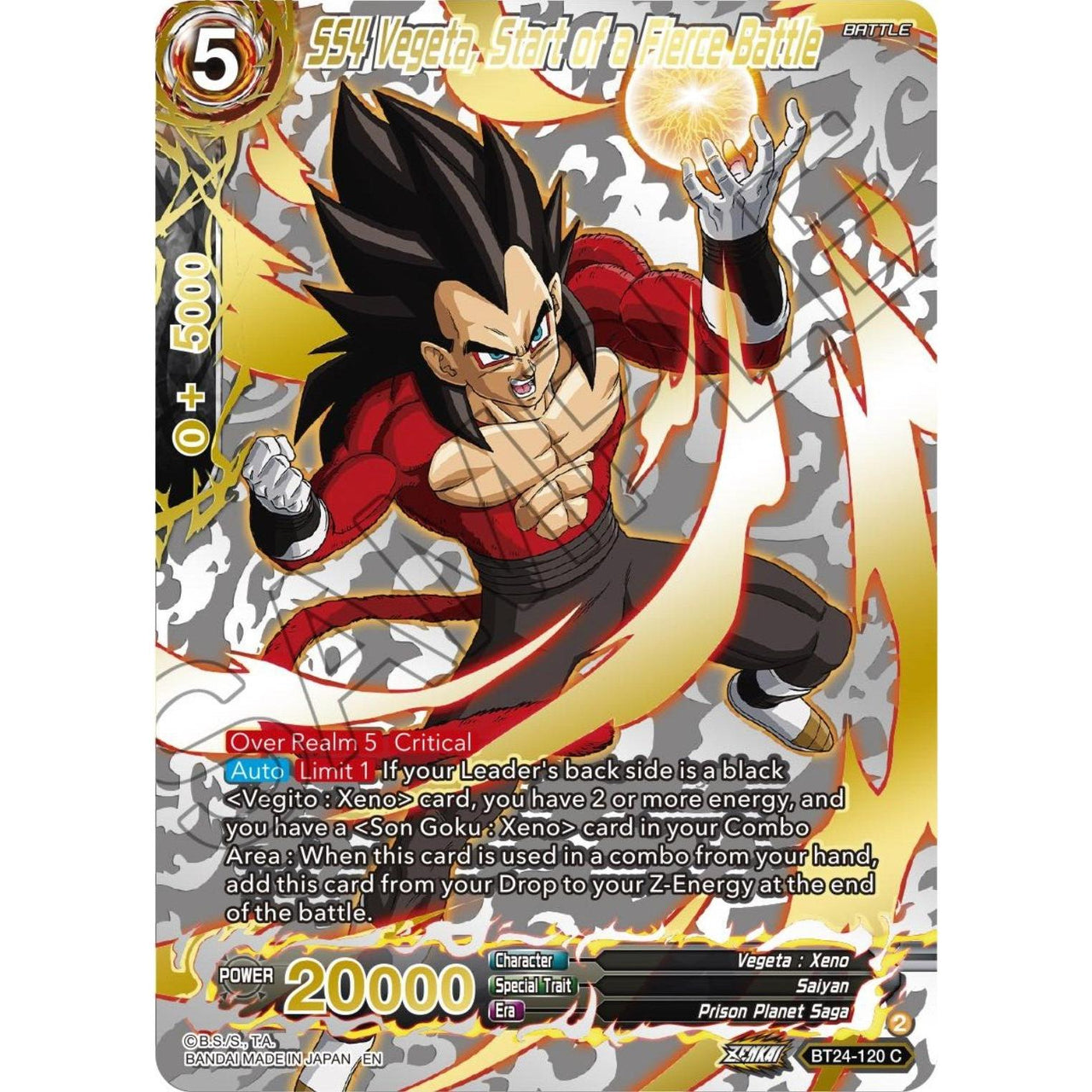 Dragon Ball Super: Masters SS4 Vegeta, Start of a Fierce Battle (Collector Booster Gold) (BT24 - 120) (Beyond Generations) by LAB7 Malta, Europe