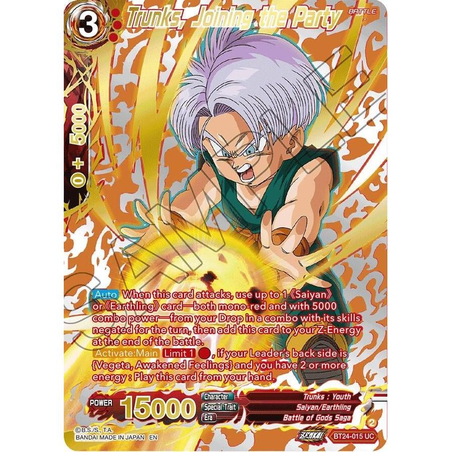 Dragon Ball Super: Masters Trunks, Joining the Party (Collector Booster Gold) (BT24 - 015) (Beyond Generations) by LAB7 Malta, Europe