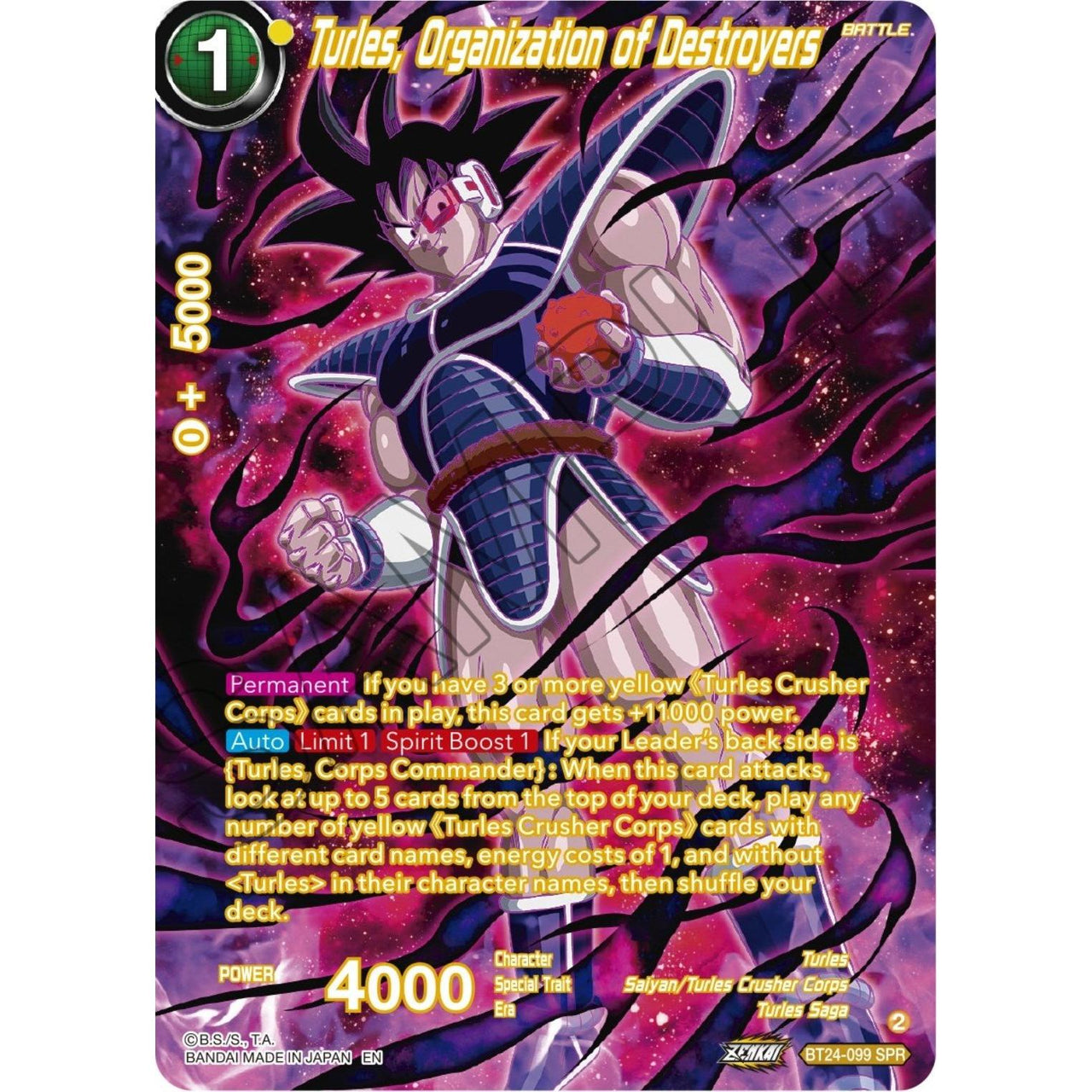 Dragon Ball Super: Masters Turles, Organization of Destroyers (SPR) (BT24 - 099) (Beyond Generations) by LAB7 Malta, Europe