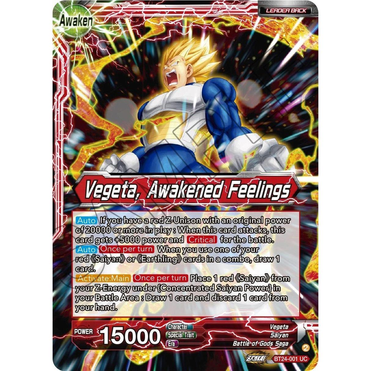 Dragon Ball Super: Masters Vegeta // Vegeta, Awakened Feelings (BT24 - 001) (Beyond Generations) by LAB7 Malta, Europe