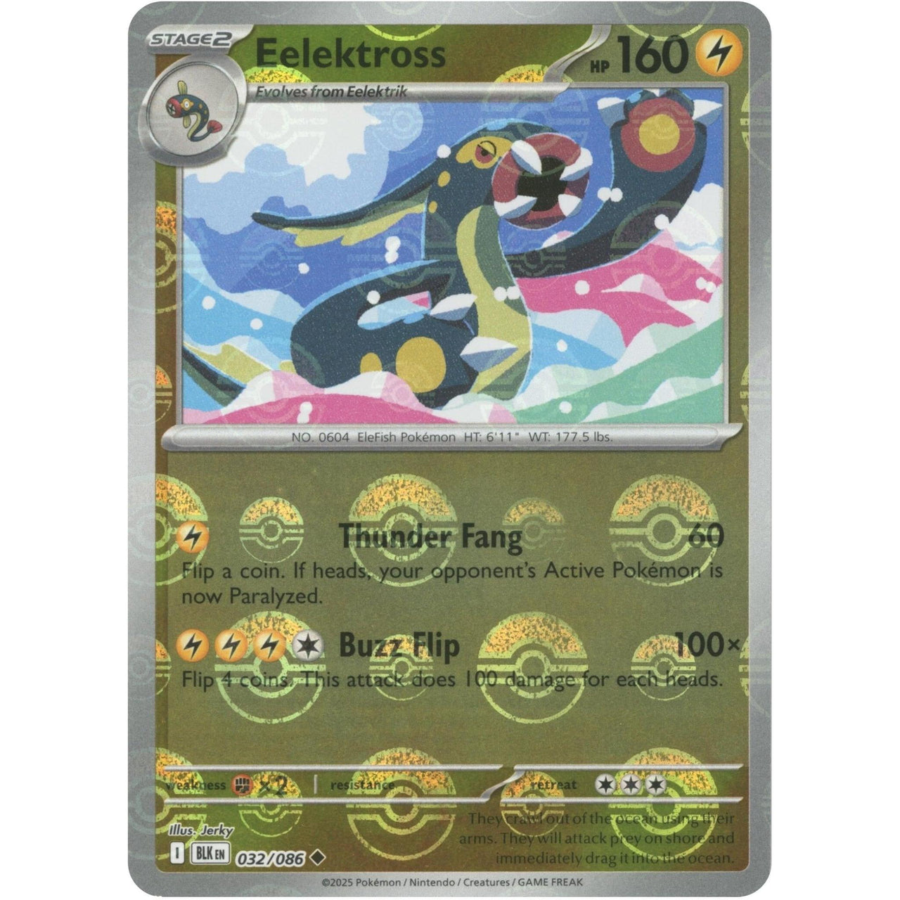Pokemon Eelektross (Poke Ball Pattern) (032/086) (SV: Black Bolt) by LAB7 Malta, Europe