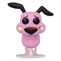 Front view of the pink Courage the Cowardly Dog Funko POP! vinyl figure with black ears and a worried expression.