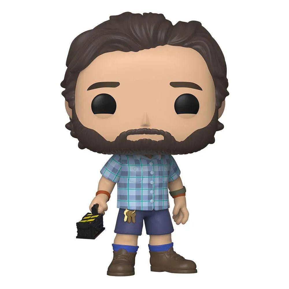 Funko POP! Mr. Grooberson vinyl figure from Ghostbusters: Afterlife wearing a plaid shirt and shorts, holding a trap.