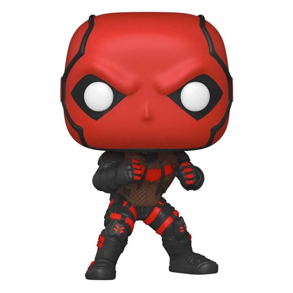 Funko POP! Gotham Knights Red Hood #891 vinyl figure in a front-facing combat pose with a red mask and black tactical suit.