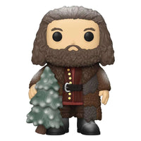 Funko POP! Holiday Rubeus Hagrid vinyl figure holding a Christmas tree, shown in a front-facing view.