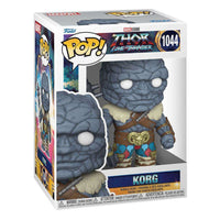 Funko POP! Korg #1044 from Thor: Love and Thunder in its original window display box, showing the rocky character figure.