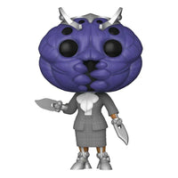 Funko POP! Miek #1045 from Thor: Love and Thunder, featuring a purple insectoid head, grey suit, and knife hands.