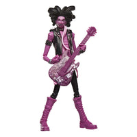 Hasbro Marvel Legends Spider-Punk action figure in a purple punk-rock outfit with a matching electric guitar, front view.