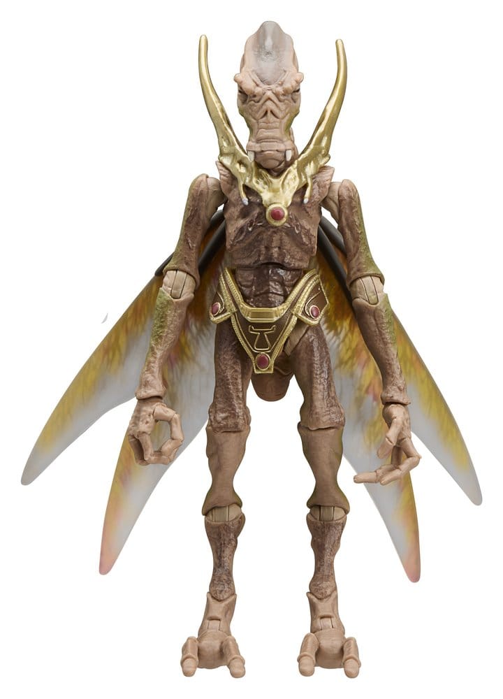 Hasbro Star Wars Black Series Geonosian Warrior action figure in a front view with brown insectoid skin and translucent wings.