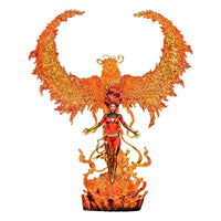 Iron Studios Phoenix 1/10 scale statue featuring Jean Grey with a large, translucent orange fire bird effect.