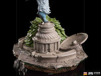 Rear view of the Iron Studios 1/10 Spiral statue on a detailed, ruined Capitol building base.