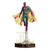 Iron Studios WandaVision Vision 1/10 scale statue featuring a floating hero with a translucent cape on a detailed base.