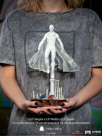 Iron Studios White Vision 1/10 scale statue from WandaVision, featuring a floating pose with a translucent cape.