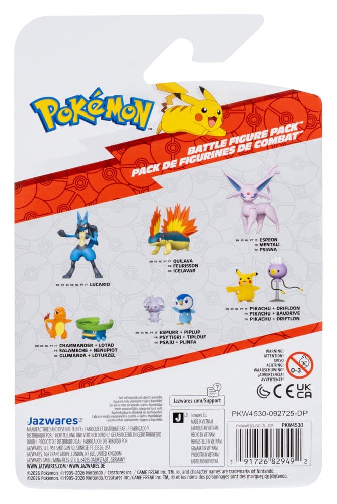 Jazwares Pokémon Battle Figure 2-Pack Espurr & Piplup