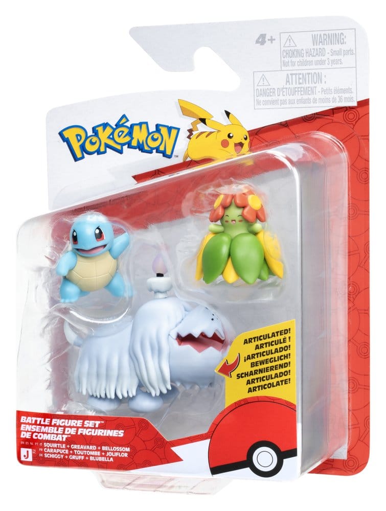 Jazwares Pokémon Battle Figure 3-Pack Squirtle, Greavard & Bellossom