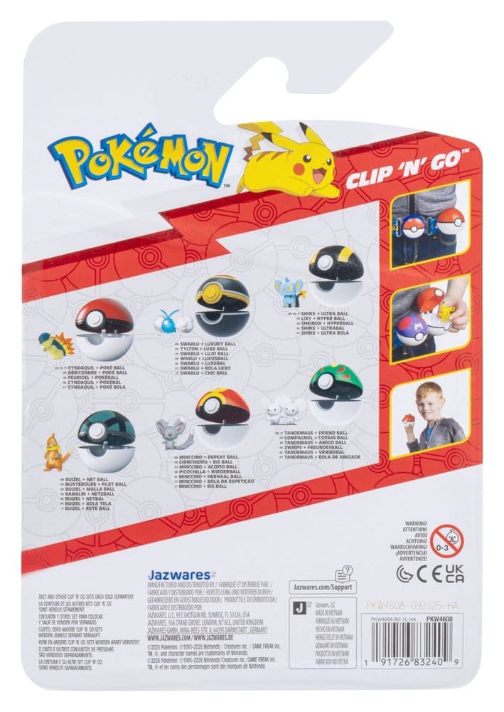 Jazwares Pokémon Clip 'n' Go Cyndaquil & Poké Ball Action Figure Set