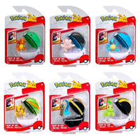 Six Jazwares Pokémon Clip 'n' Go Poké Balls Series 22 sets in blister packaging featuring various figures and Poké Balls.