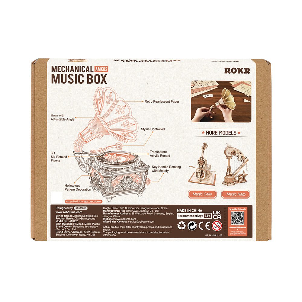 LAB7 Diva Gramophone Music Box Wooden 3D Puzzle AMK82 by LAB7 Malta, Europe