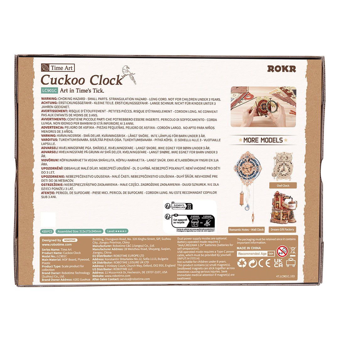 LAB7 ROKR Cuckoo Clock Mechanical 3D Wooden Puzzle LC901C by LAB7 Malta, Europe