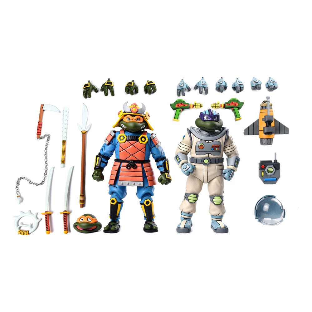 NECA NECA TMNT Cartoon 2 - Pack Space Adventure Donatello & Samurai Michelangelo 18cm by LAB7 Malta, Europe