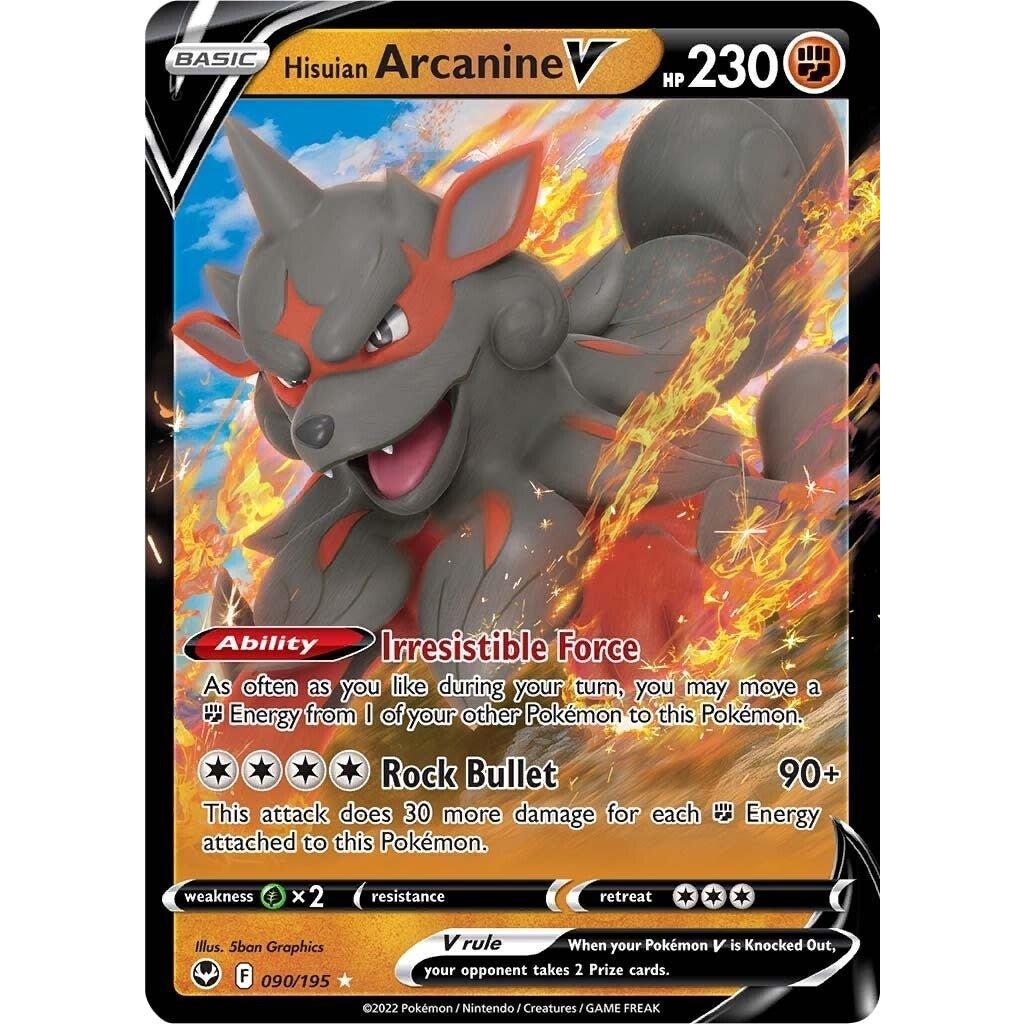 The Pokemon Company Hisuian Arcanine V (090/195) (SWSH12: Silver Tempest) by LAB7 Malta, Europe