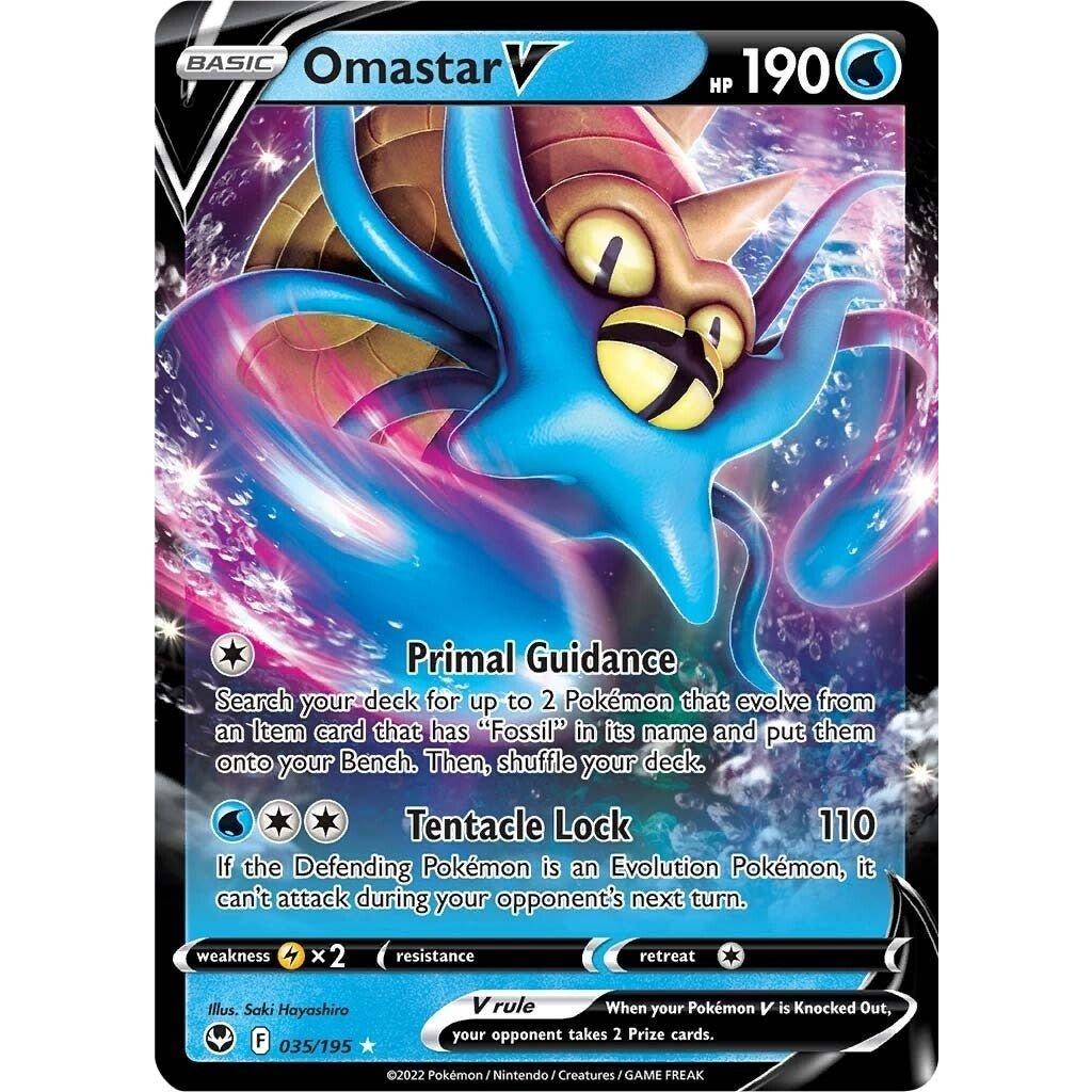 The Pokemon Company Omastar V (035/195) (SWSH12: Silver Tempest) by LAB7 Malta, Europe