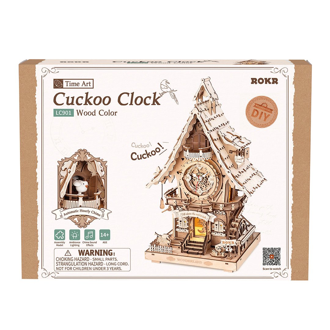 ROKR ROKR Cuckoo Clock LC901 – Wooden DIY Fairy Tale Cottage Clock (Natural Wood) by LAB7 Malta, Europe