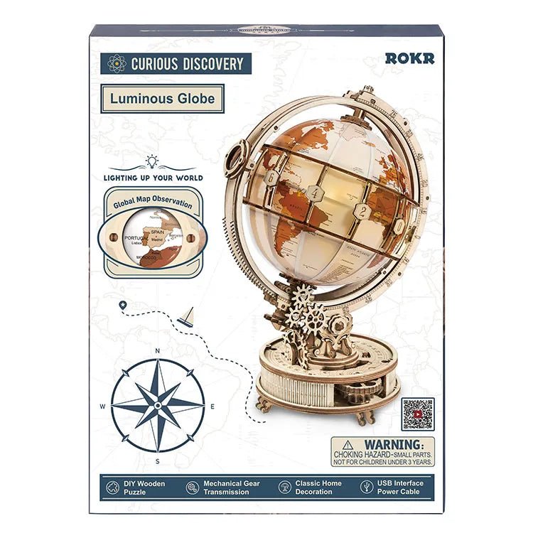 ROKR ROKR Luminous Globe 3D Wooden Puzzle ST003 by LAB7 Malta, Europe