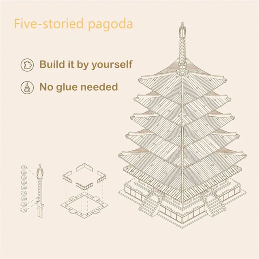 Rolife Rolife DIY 3D Wooden Puzzle Five - storied Pagoda TGN02 by LAB7 Malta, Europe