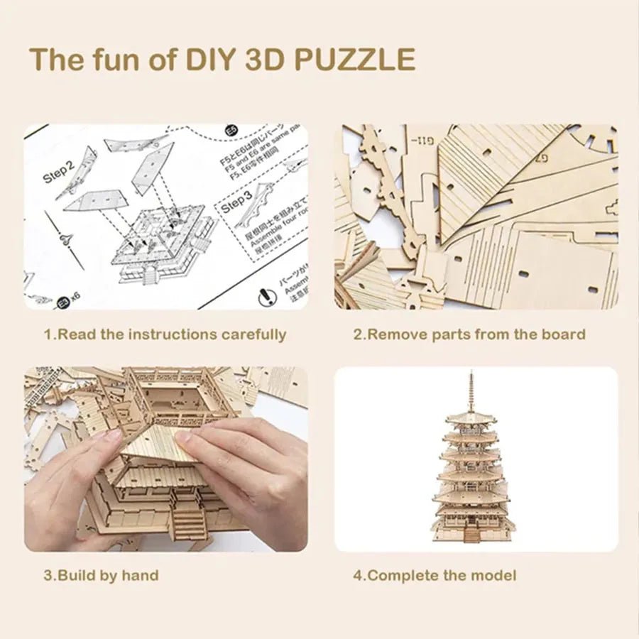 Rolife Rolife DIY 3D Wooden Puzzle Five - storied Pagoda TGN02 by LAB7 Malta, Europe