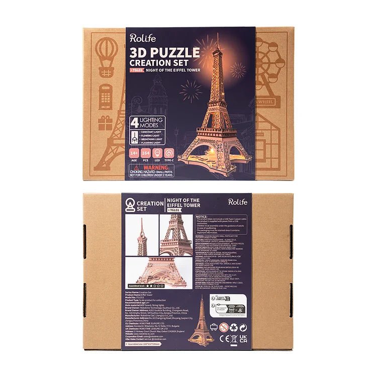 Rolife Rolife 3D Wooden Puzzle Night of the Eiffel Tower TGL01 by LAB7 Malta, Europe