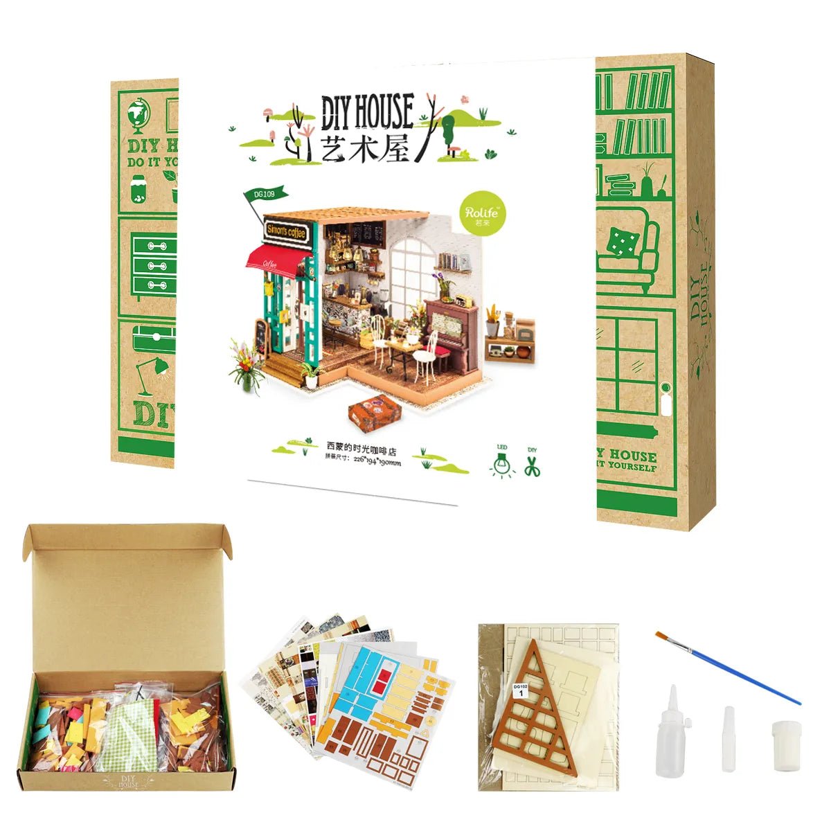 Rolife Rolife Simon’s Coffee DG109 – DIY Miniature Café Dollhouse Kit by LAB7 Malta, Europe