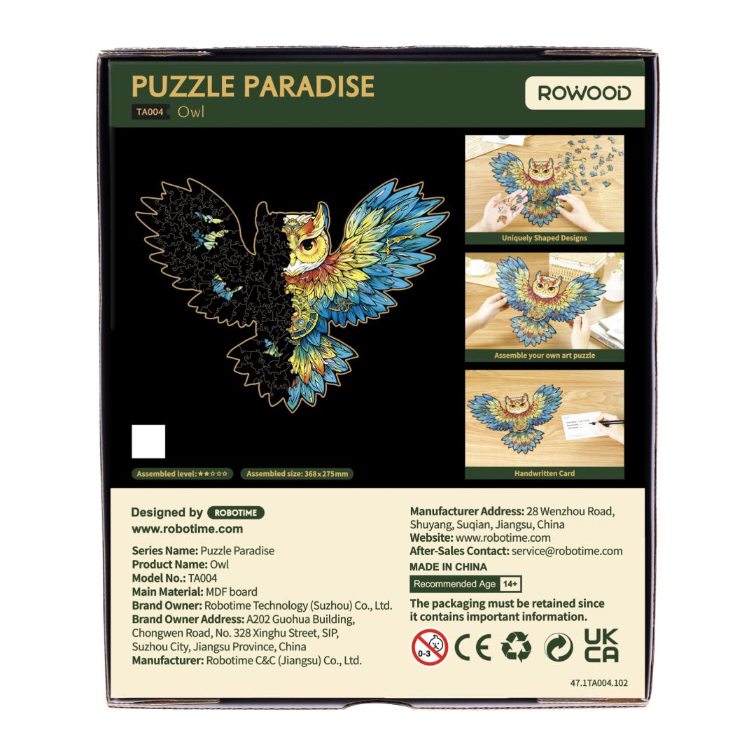 Rowood Rowood Wooden Jigsaw Puzzle Owl Flower TA004 by LAB7 Malta, Europe