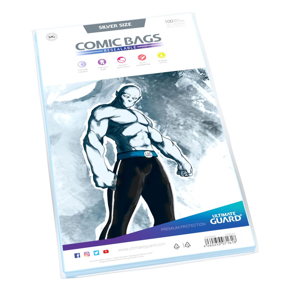 LAB7 Ultimate Guard Comic Bags Resealable (100) - Silver Size by LAB7 Malta, Europe